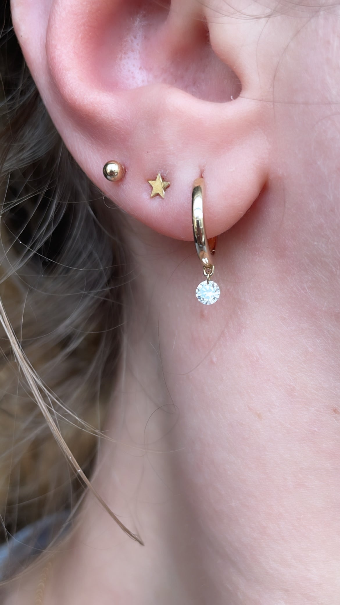 Drilled Diamond Dangle Huggies