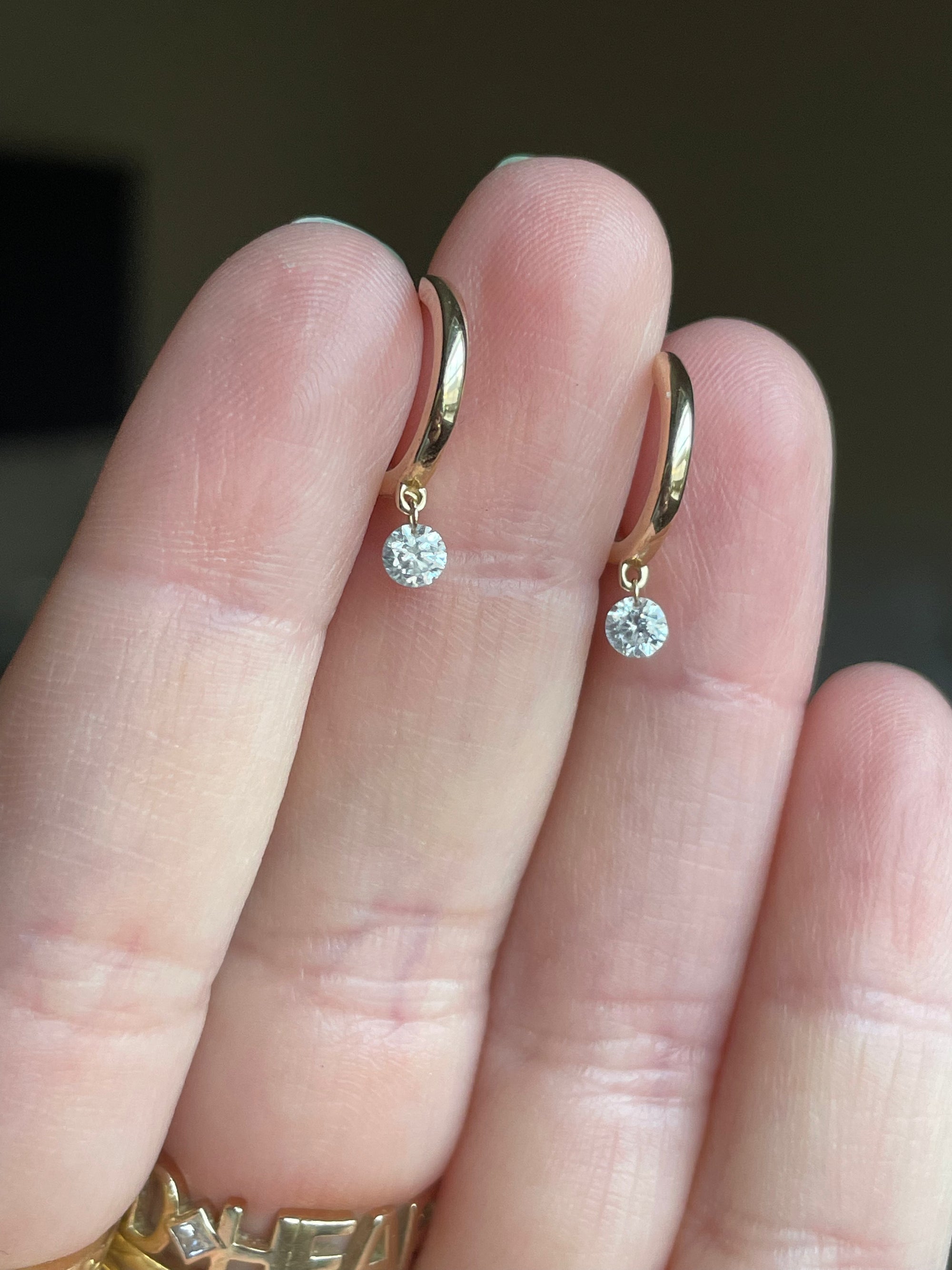 Drilled Diamond Dangle Huggies